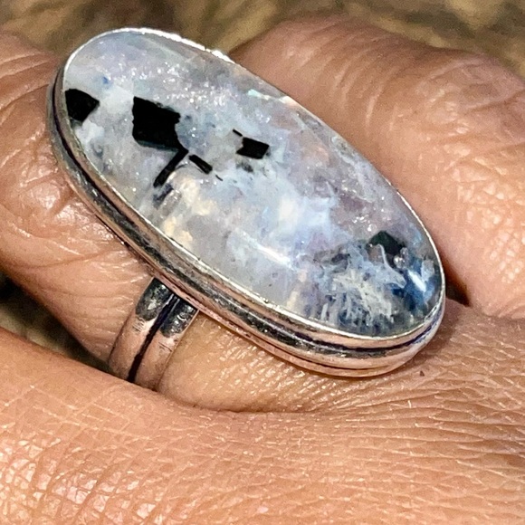 Rainbow Moonstone “The Visionary Stone” Ring 7 1/4 - Picture 4 of 14